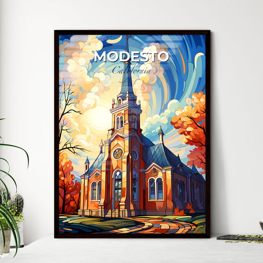 Modesto, California, A Poster of a church with trees and a blue sky Default Title