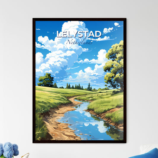 Lelystad, Netherlands, A Poster of a stream running through a grassy field Default Title