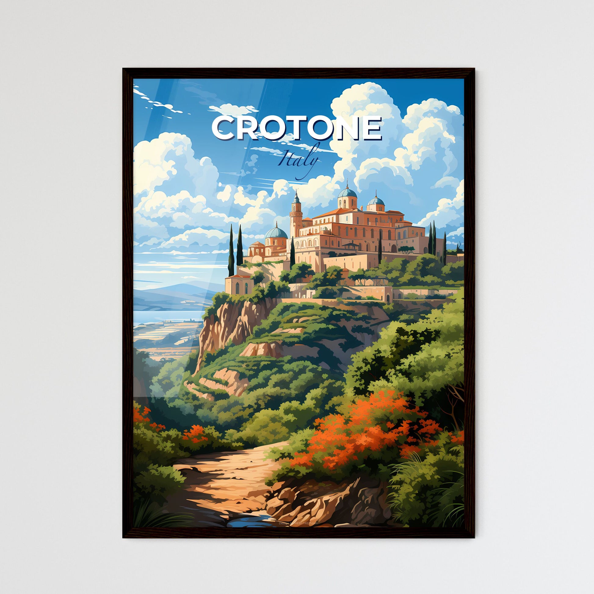 Crotone, Italy, A Poster of a painting of a castle on a hill Default Title