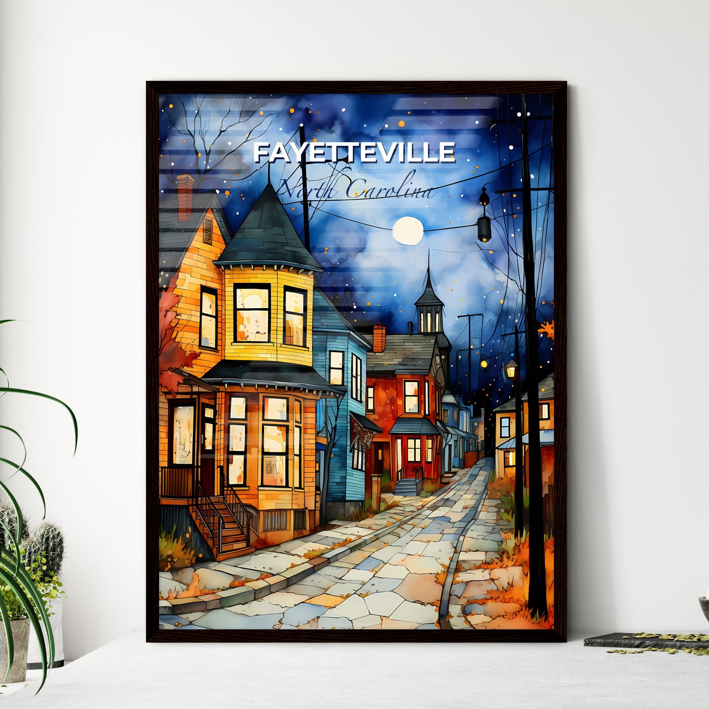 Fayetteville, North Carolina, A Poster of a street with houses and trees in the background Default Title
