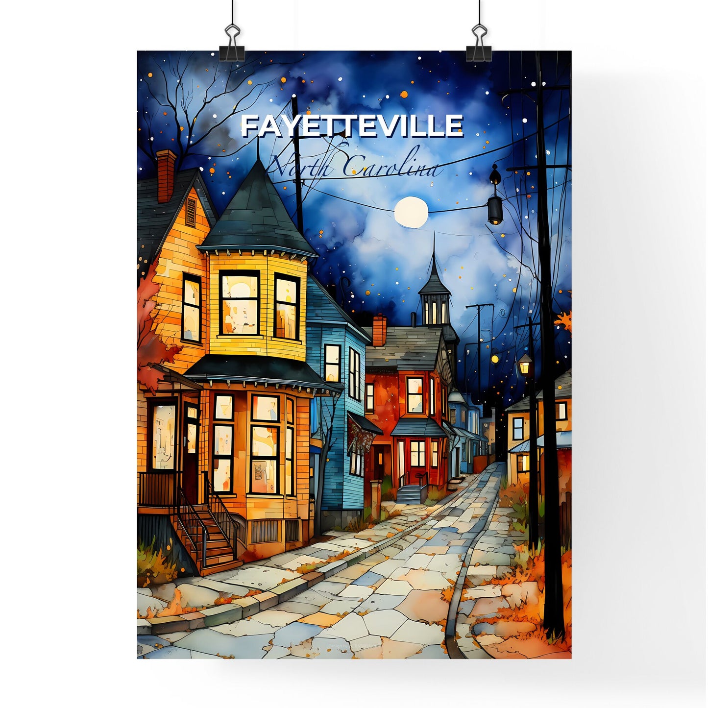 Fayetteville, North Carolina, A Poster of a street with houses and trees in the background Default Title