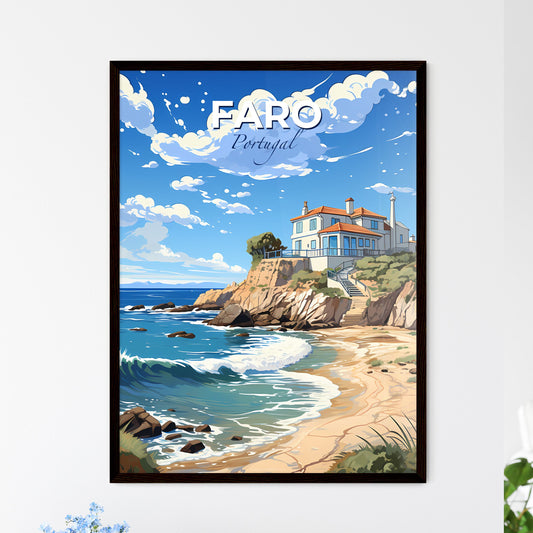 Faro, Portugal, A Poster of a house on a cliff by the ocean Default Title