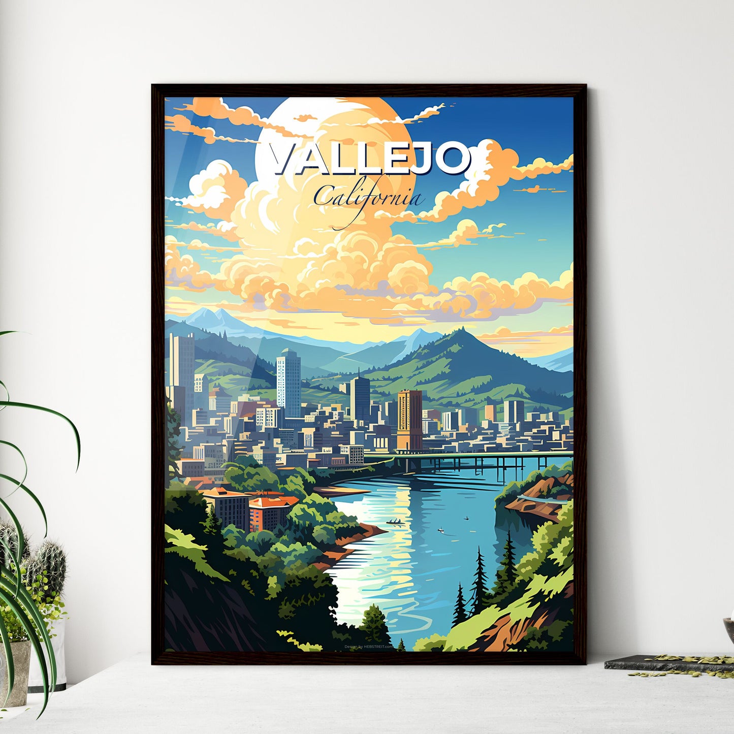 Vallejo, California, A Poster of a city by a river Default Title