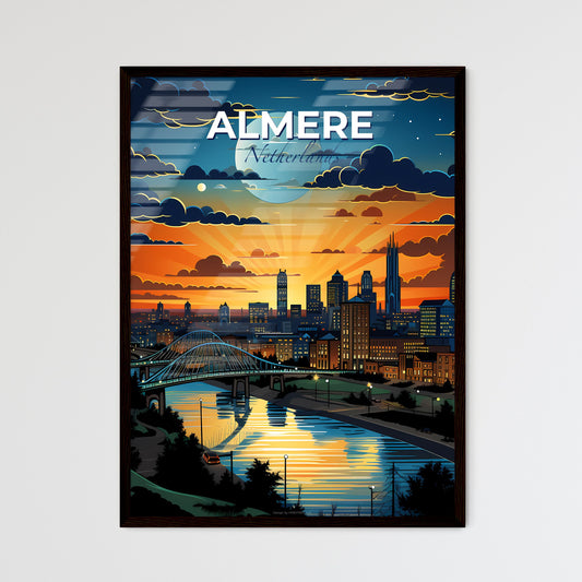 Almere, Netherlands, A Poster of a bridge over a river with a city in the background Default Title