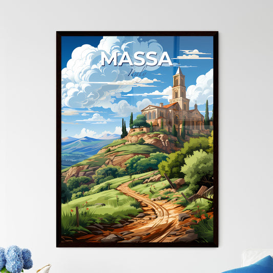 Massa, Italy, A Poster of a building on a hill with trees and a path Default Title