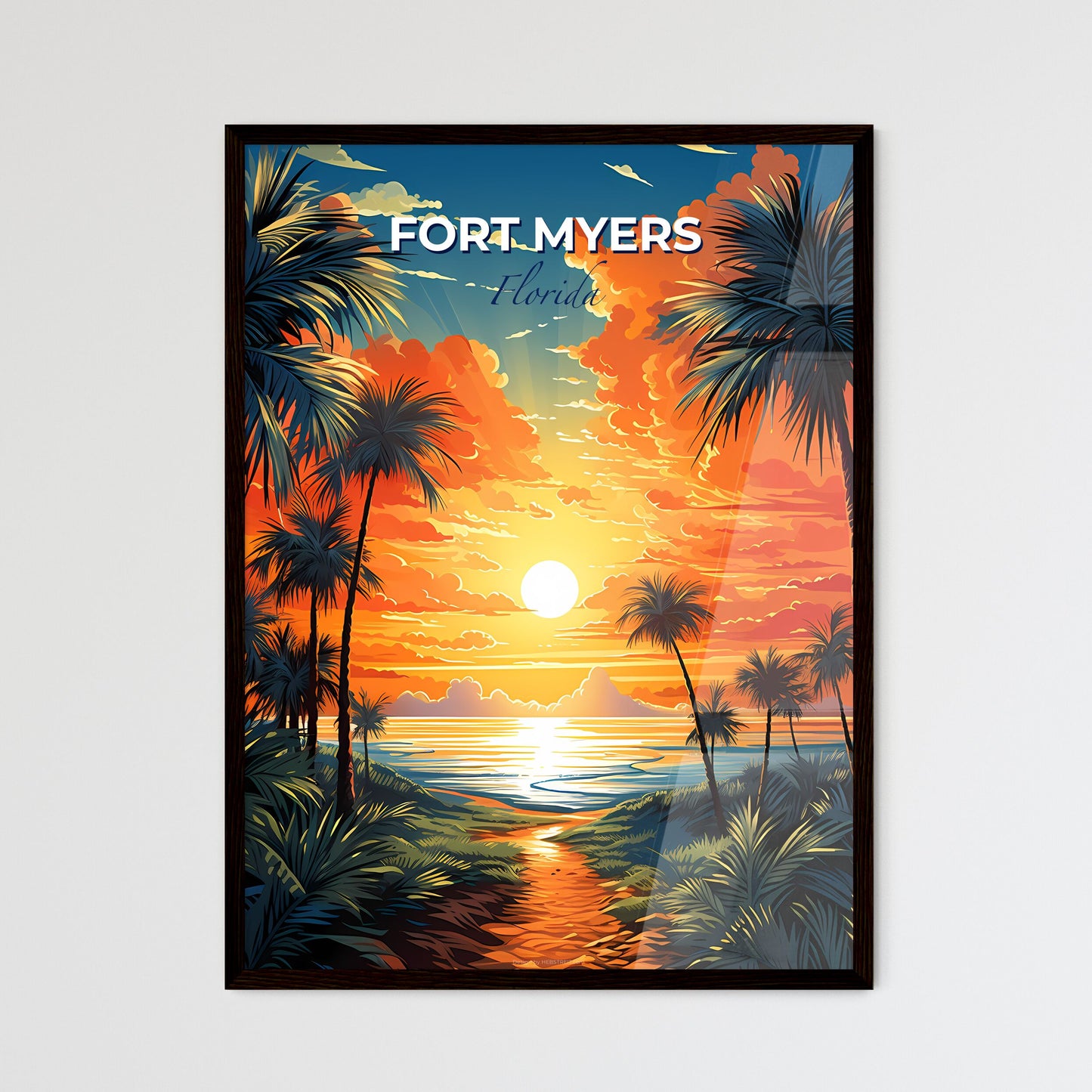 Fort Myers, Florida, A Poster of a sunset over a beach Default Title