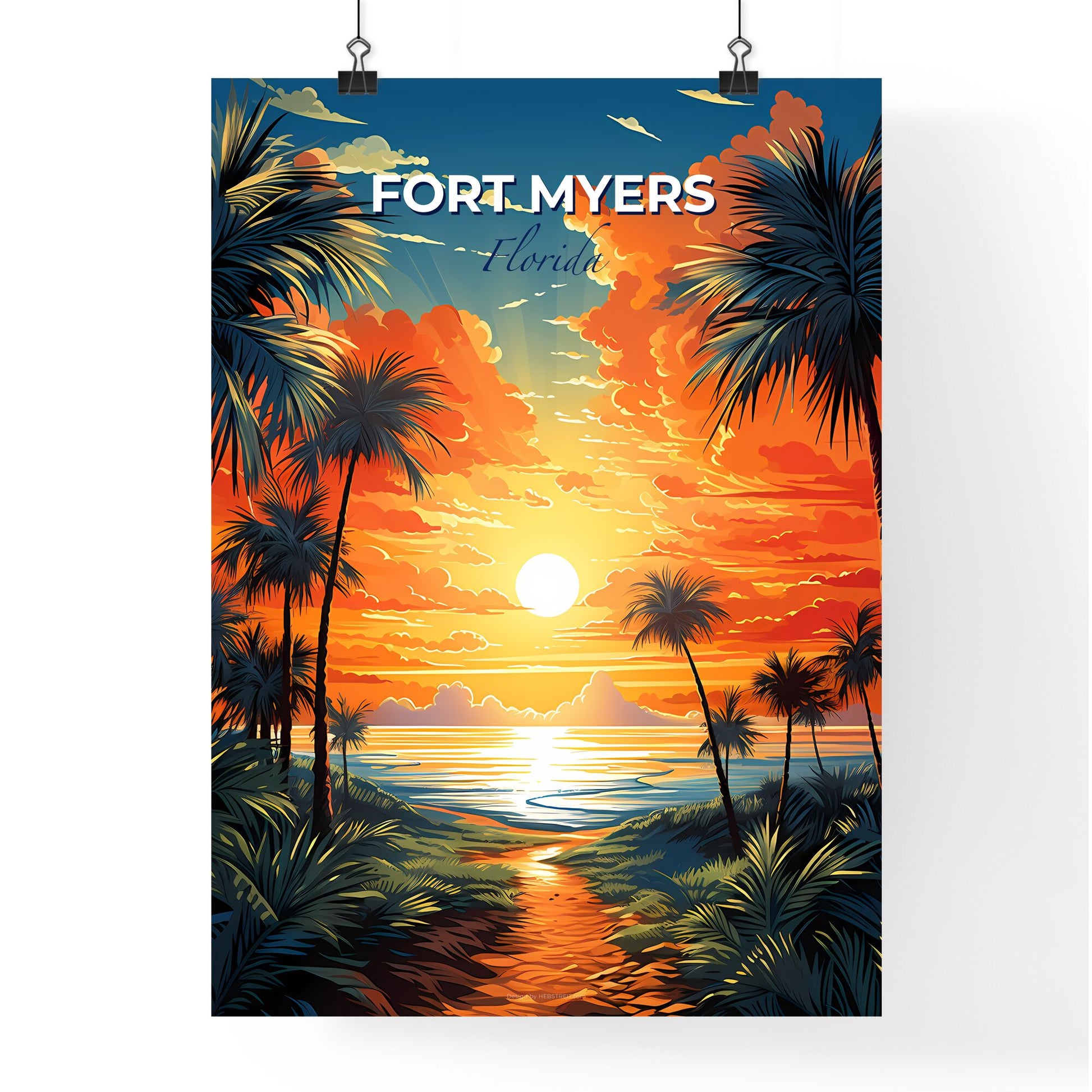 Fort Myers, Florida, A Poster of a sunset over a beach Default Title