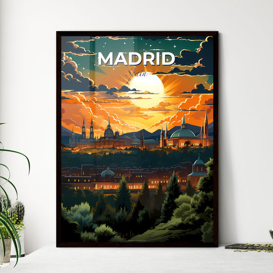Madrid, Spain, A Poster of a sunset over a city Default Title