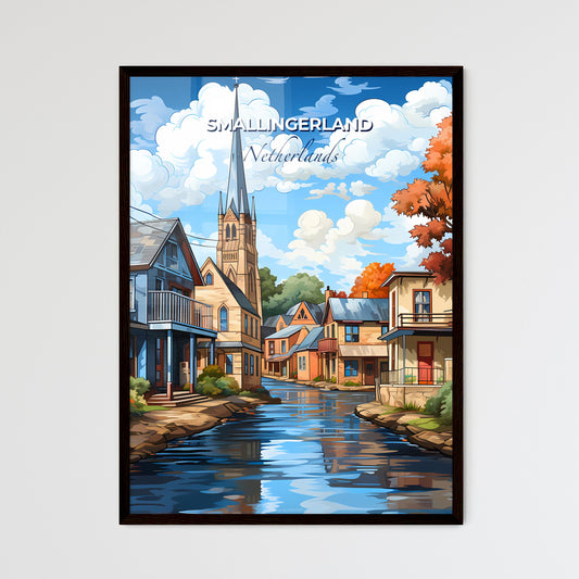 Smallingerland, Netherlands, A Poster of a water way with houses and trees Default Title