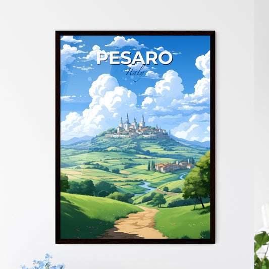 Pesaro, Italy, A Poster of a landscape of a town on a hill Default Title