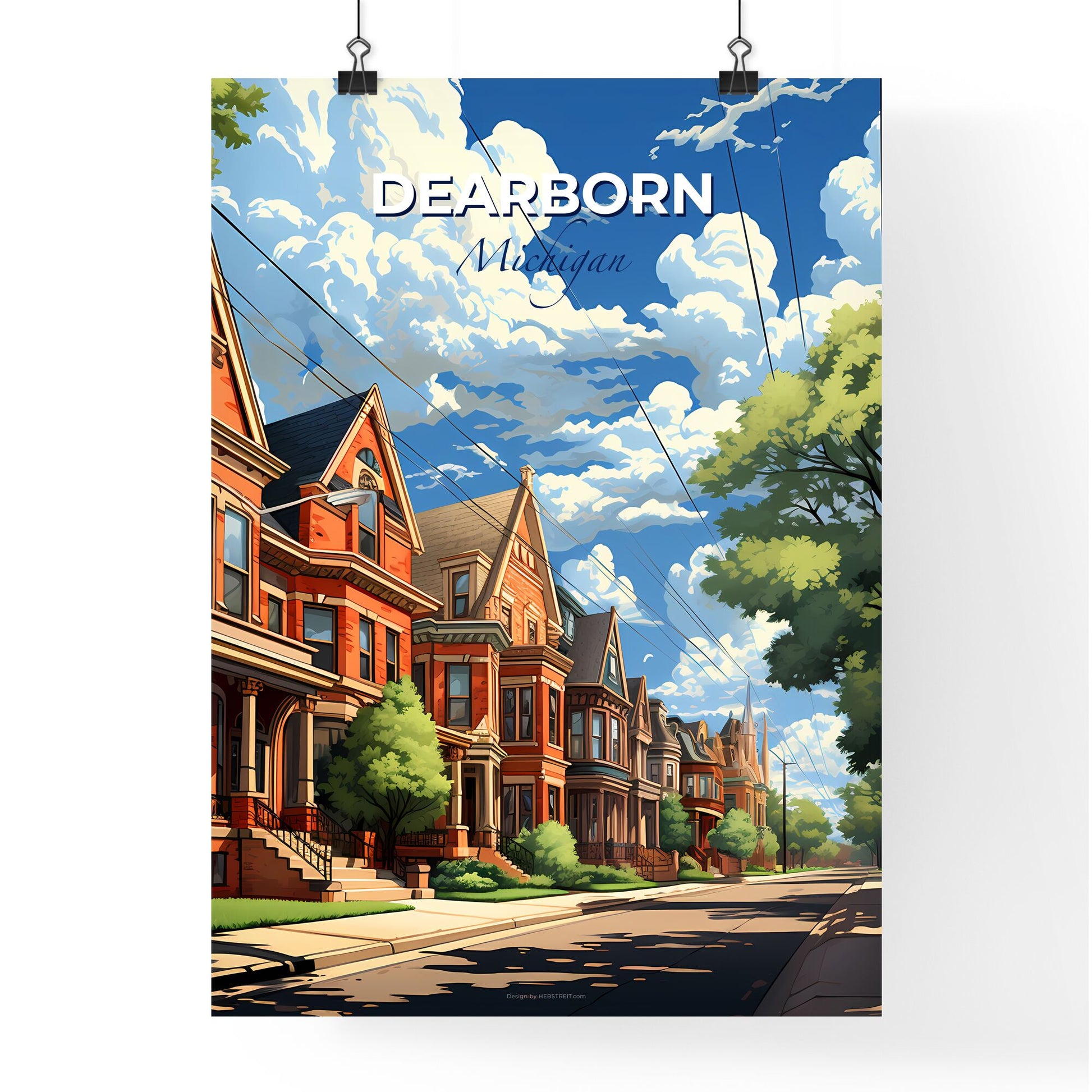 Dearborn, Michigan, A Poster of a row of houses on a street Default Title