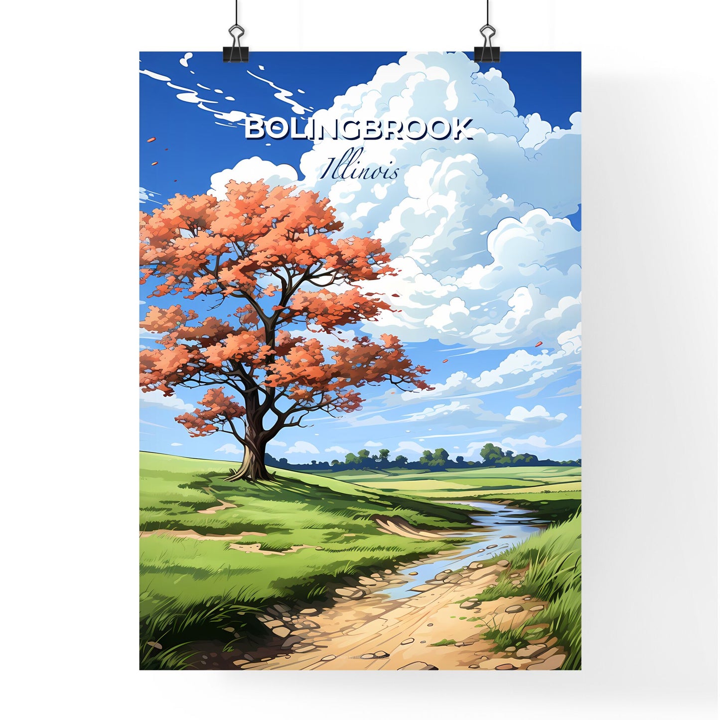Bolingbrook, Illinois, A Poster of a tree in a grassy field Default Title