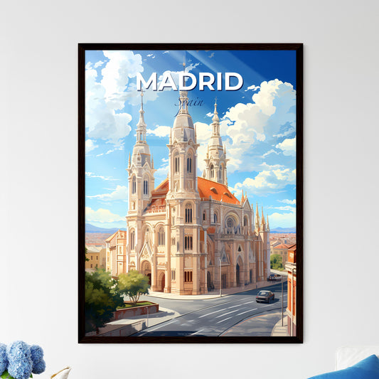Madrid, Spain, A Poster of a large building with towers and a street in front of it Default Title