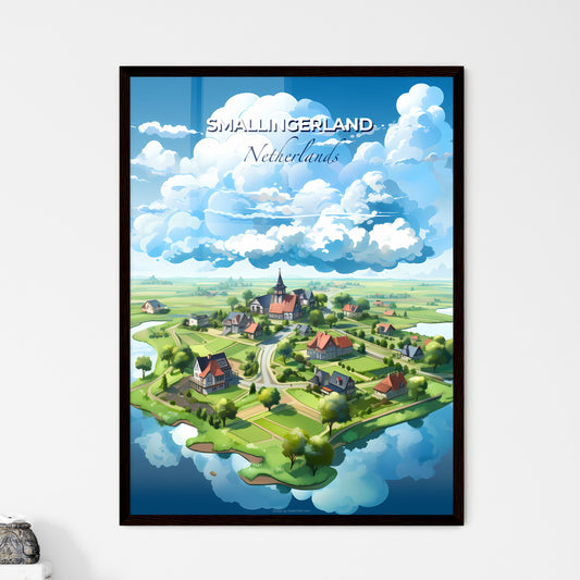 Smallingerland, Netherlands, A Poster of a cartoon of a small island with houses and trees Default Title