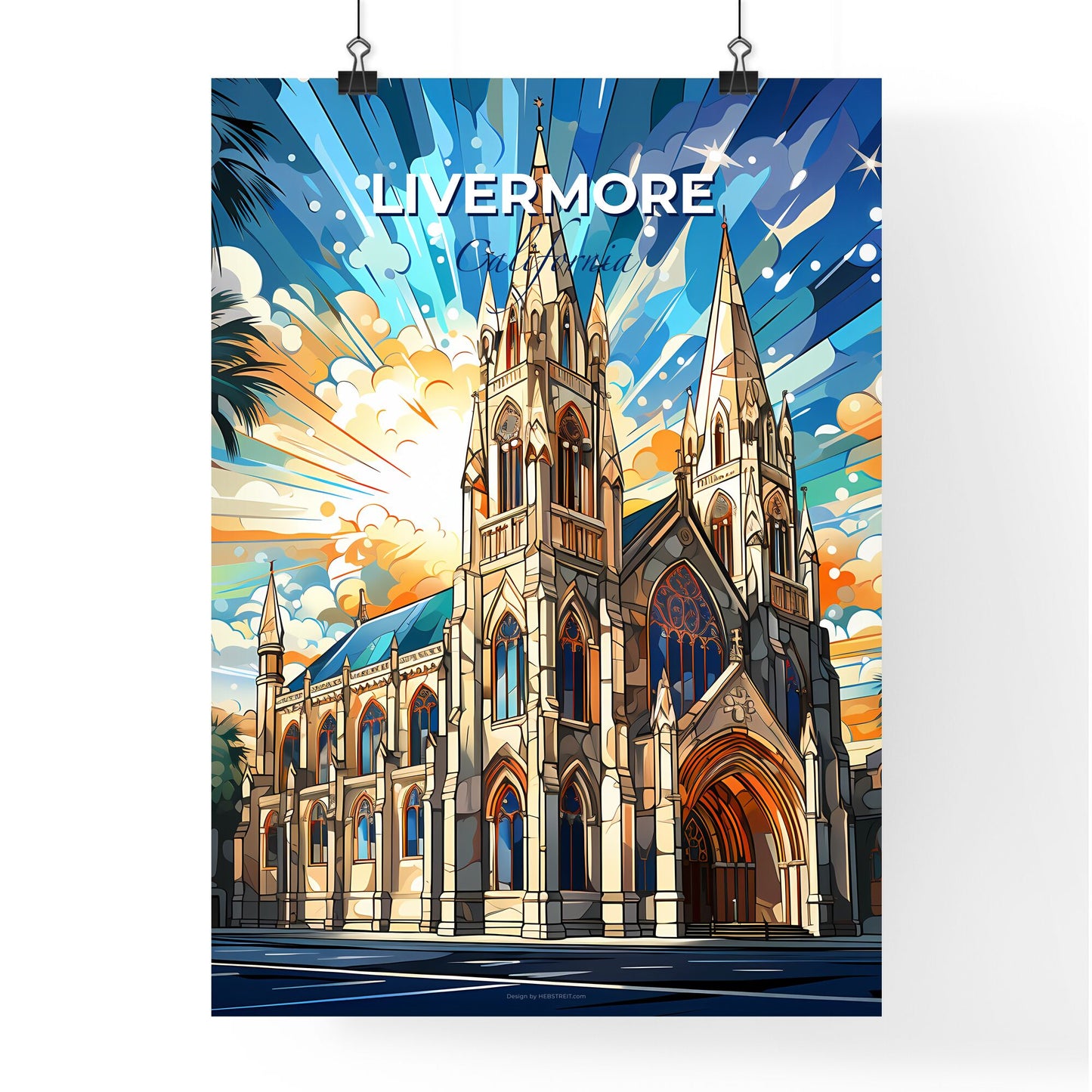 Livermore, California, A Poster of a building with a tower and a sunburst Default Title