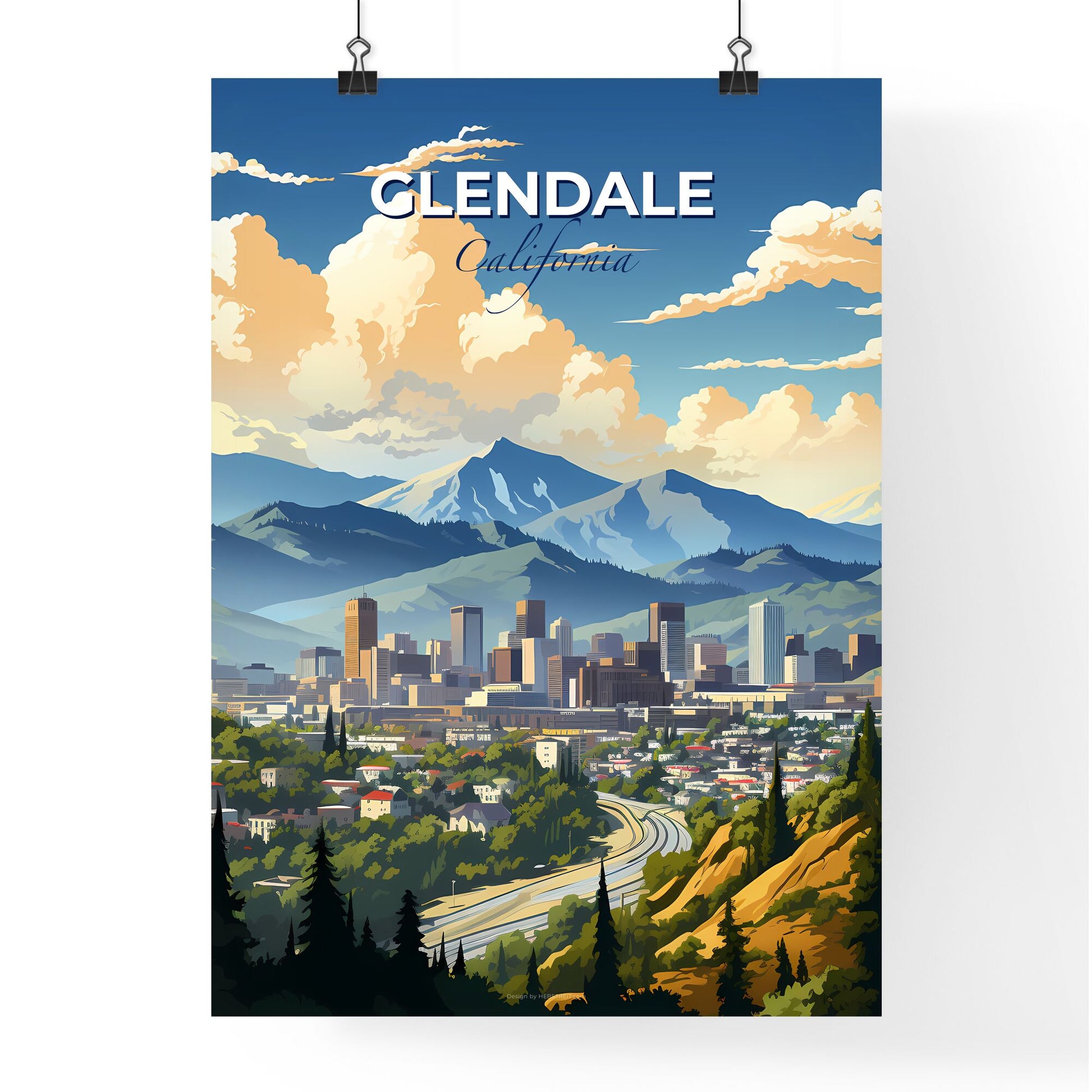 Glendale, California, A Poster of a city in the mountains Default Title