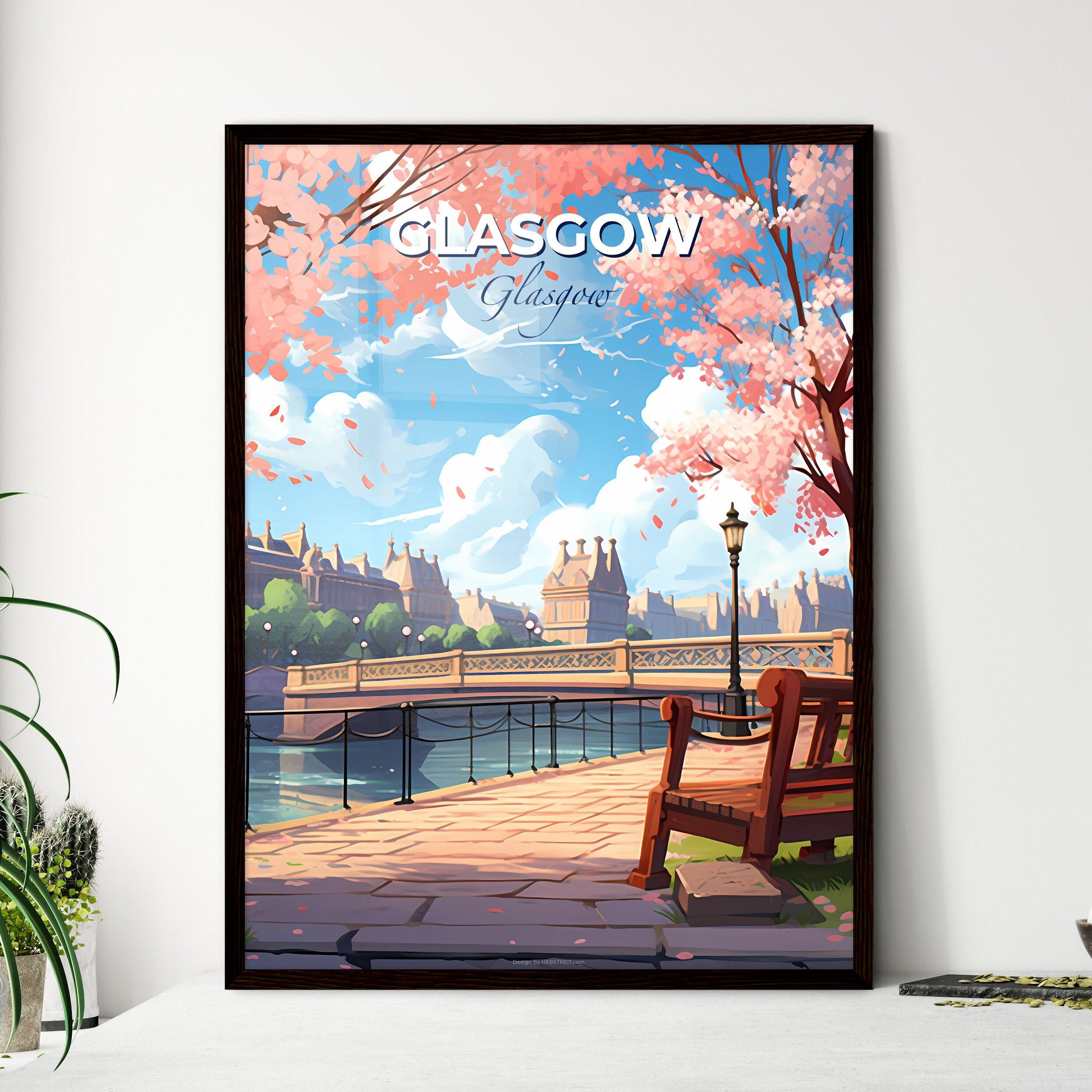 Glasgow, Glasgow, A Poster of a bench on a path by a river Default Title