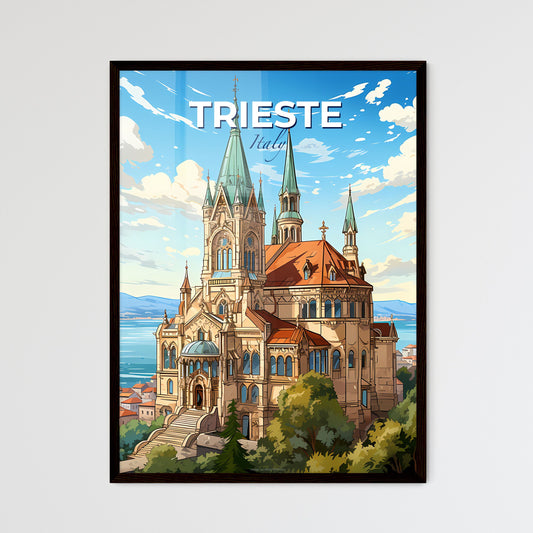 Trieste, Italy, A Poster of a castle with trees and a body of water Default Title