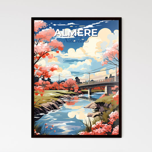 Almere, Netherlands, A Poster of a bridge over a river with pink flowers Default Title