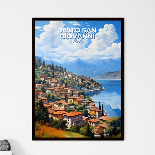 Sesto San Giovanni, Italy, A Poster of a town on a hill by a lake Default Title