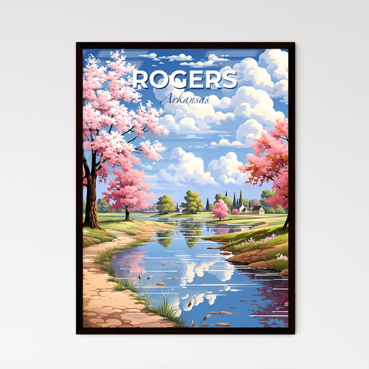 Rogers, Arkansas, A Poster of a river with pink trees and a house on the side Default Title