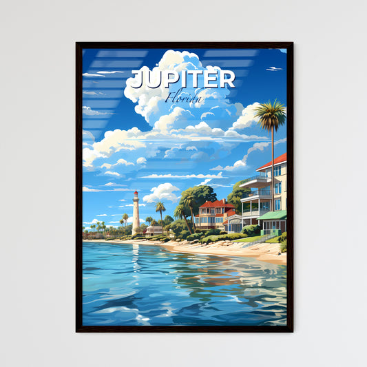 Jupiter, Florida, A Poster of a beach with houses and palm trees Default Title