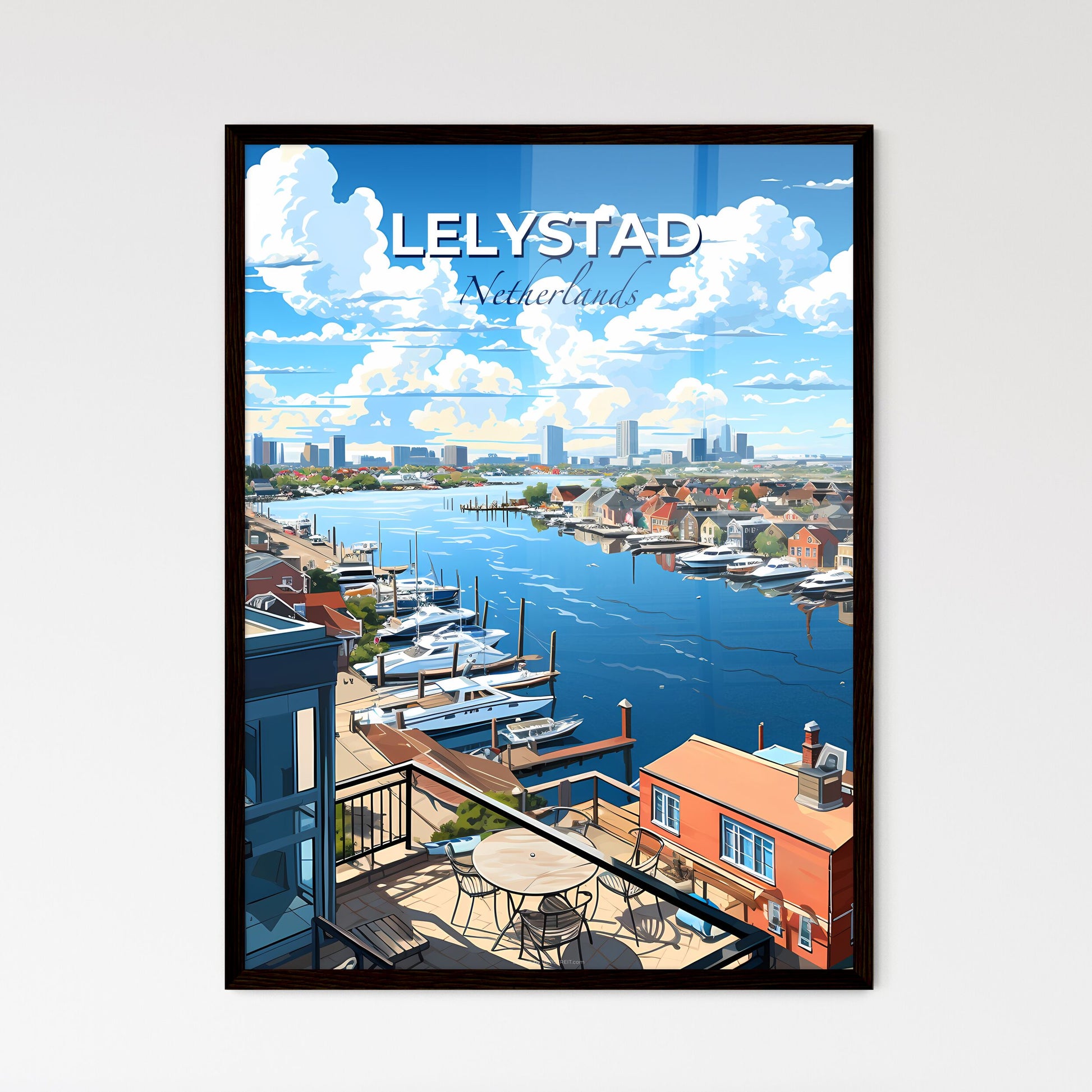 Lelystad, Netherlands, A Poster of a view of a city from a balcony Default Title