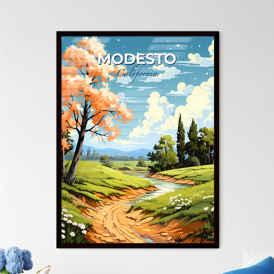 Modesto, California, A Poster of a river running through a grassy field Default Title