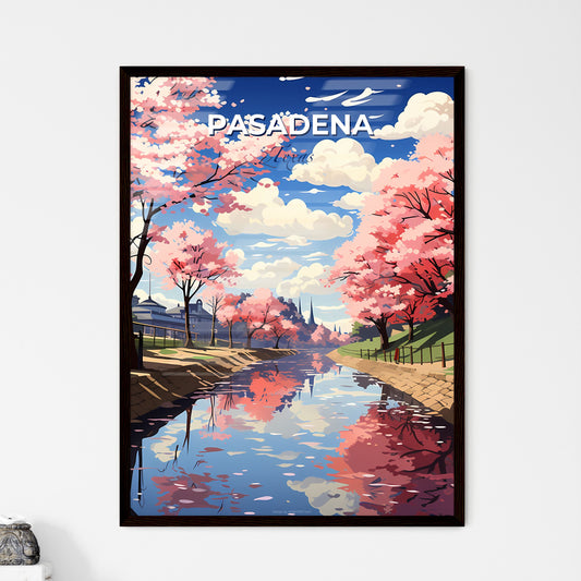 Pasadena, Texas, A Poster of a river with pink trees and a bridge Default Title