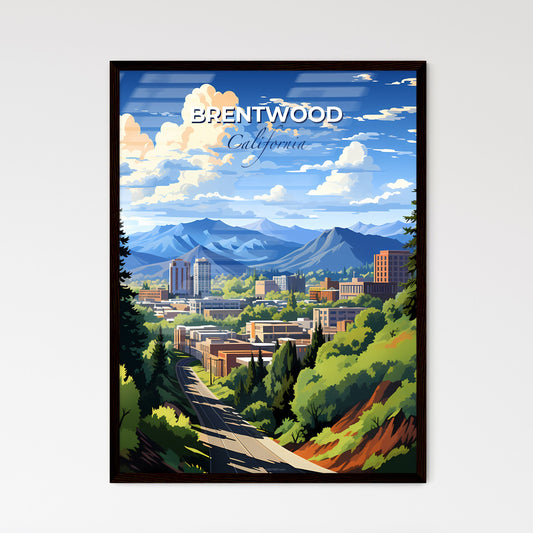 Brentwood, California, A Poster of a landscape of a city with trees and mountains Default Title