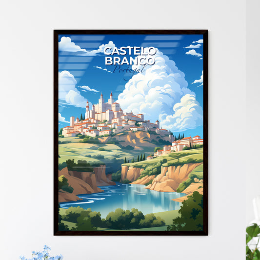 Castelo Branco, Portugal, A Poster of a castle on a hill with a river and blue sky Default Title