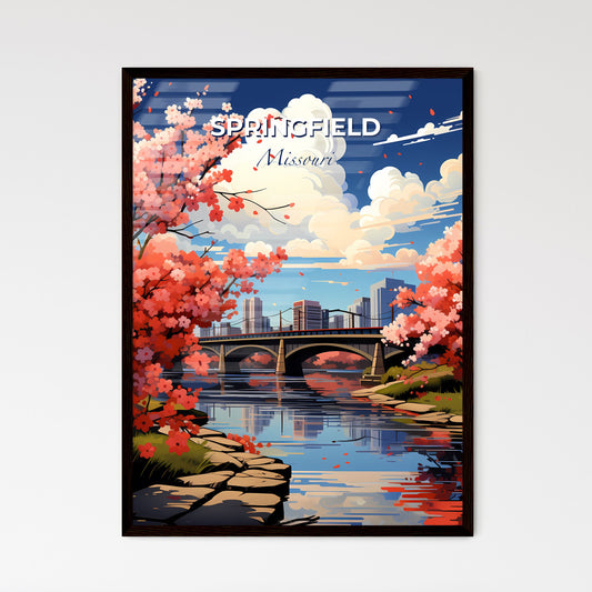 Springfield, Missouri, A Poster of a bridge over a river with pink flowers Default Title