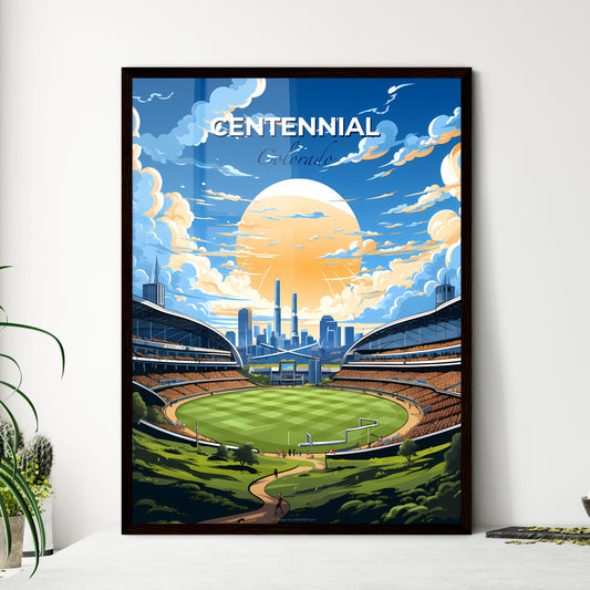 Centennial, Colorado, A Poster of a stadium with a large green field and a large sun Default Title