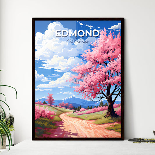 Edmond, Oklahoma, A Poster of a pink tree with pink flowers on a dirt road Default Title