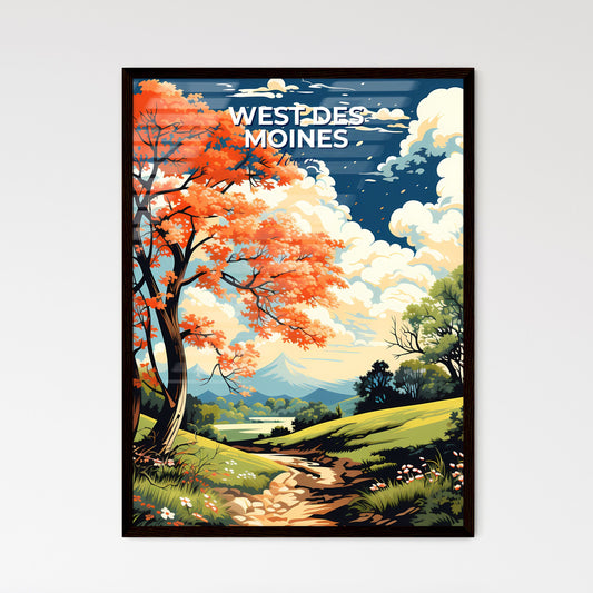 West Des Moines, Iowa, A Poster of a painting of a landscape with trees and a stream Default Title