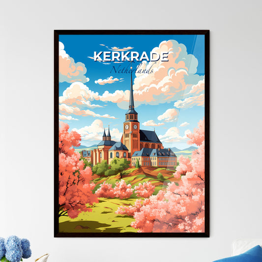 Kerkrade, Netherlands, A Poster of a building with a clock tower and trees in front of it Default Title