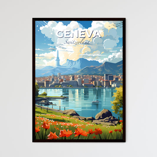 Geneva, Switzerland, A Poster of a landscape of a city and a lake Default Title