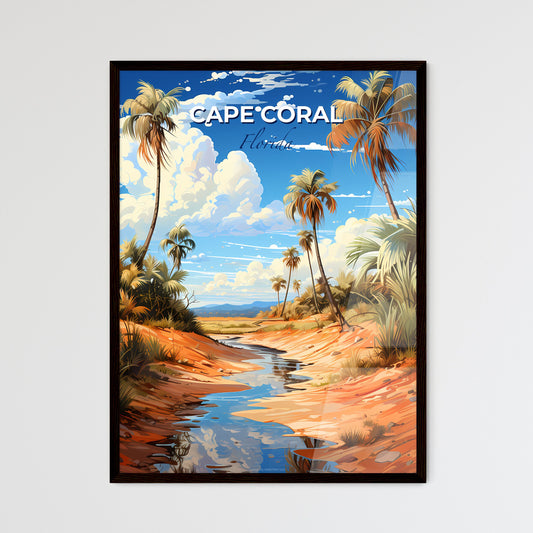 Cape Coral, Florida, A Poster of a stream in a desert with palm trees Default Title