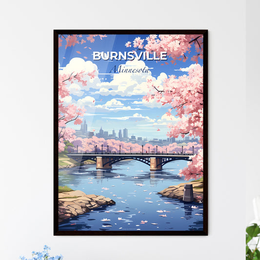 Burnsville, Minnesota, A Poster of a bridge over a river with pink flowers Default Title