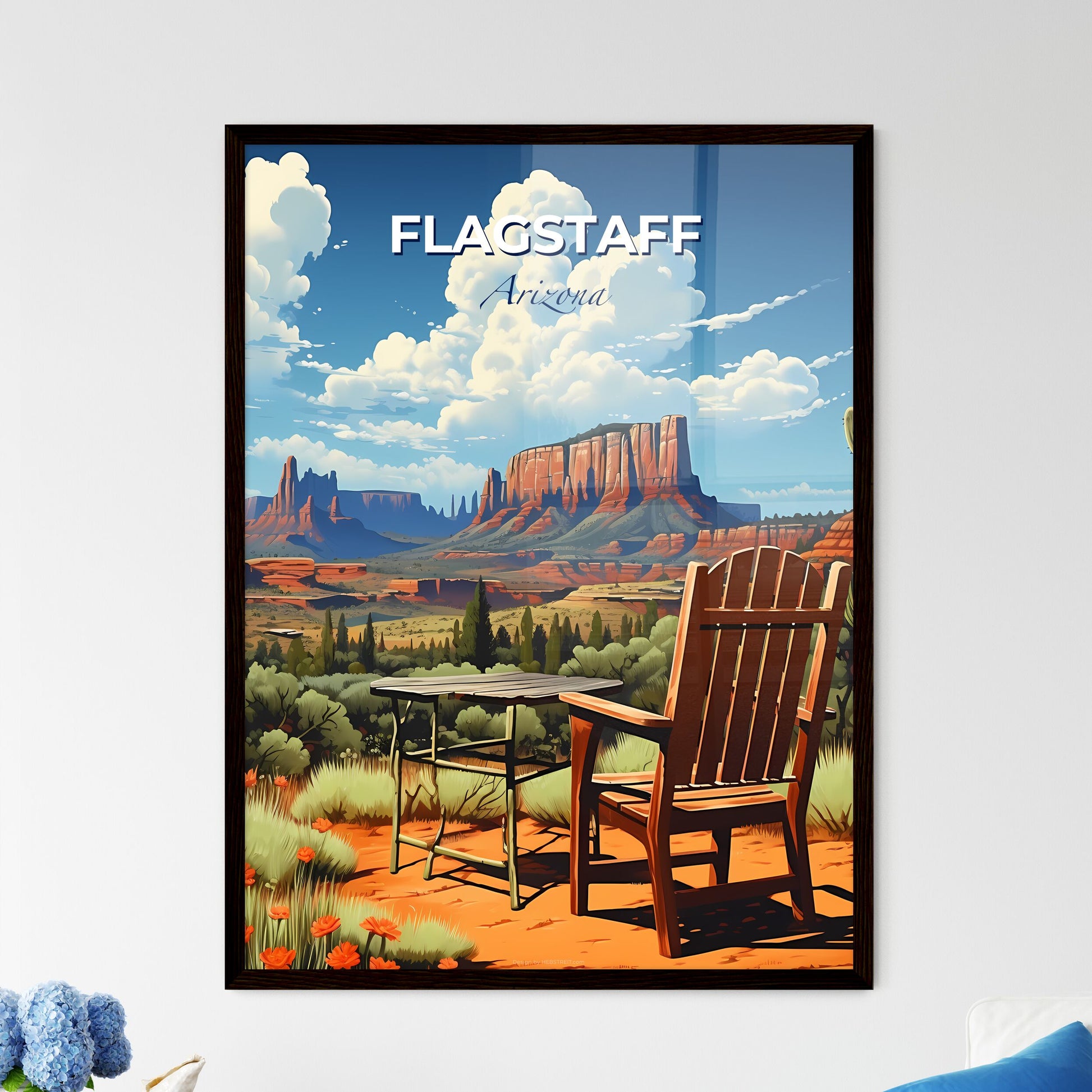 Flagstaff, Arizona, A Poster of a chair and table in a desert Default Title
