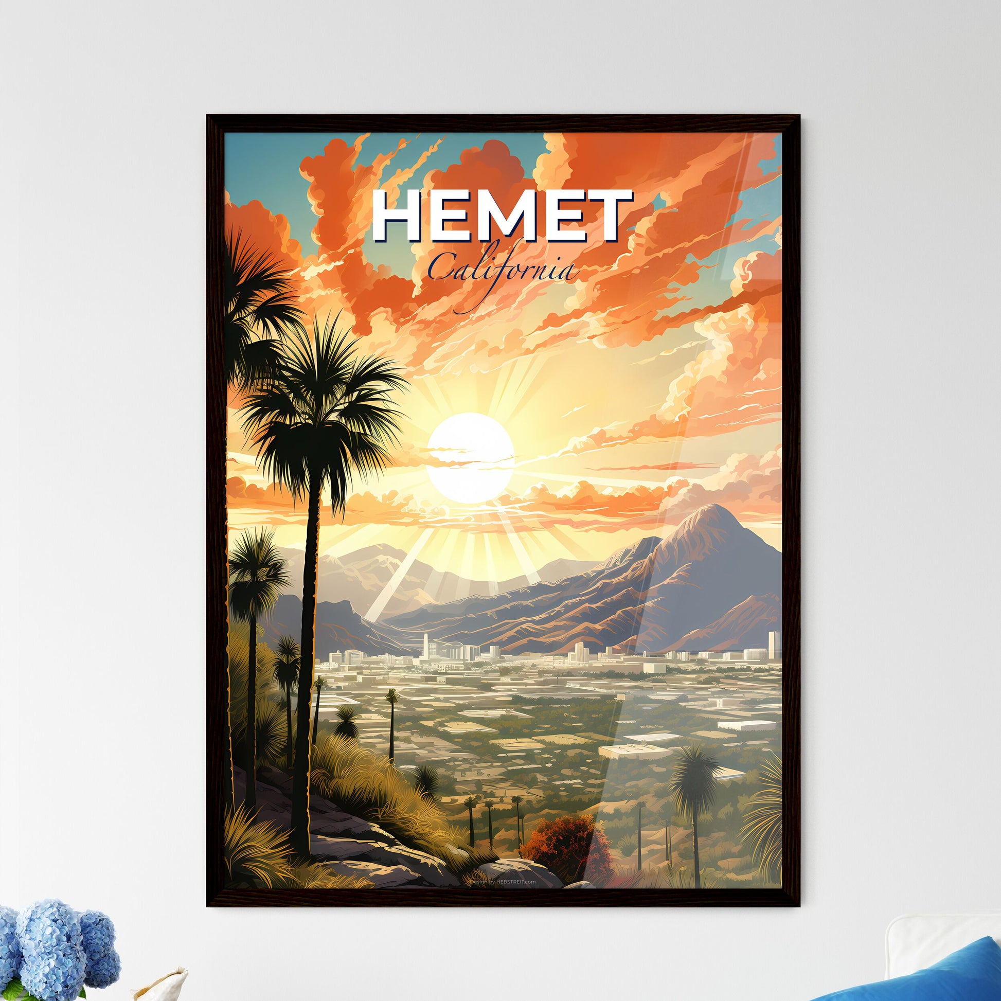 Hemet, California, A Poster of a sunset over a city Default Title