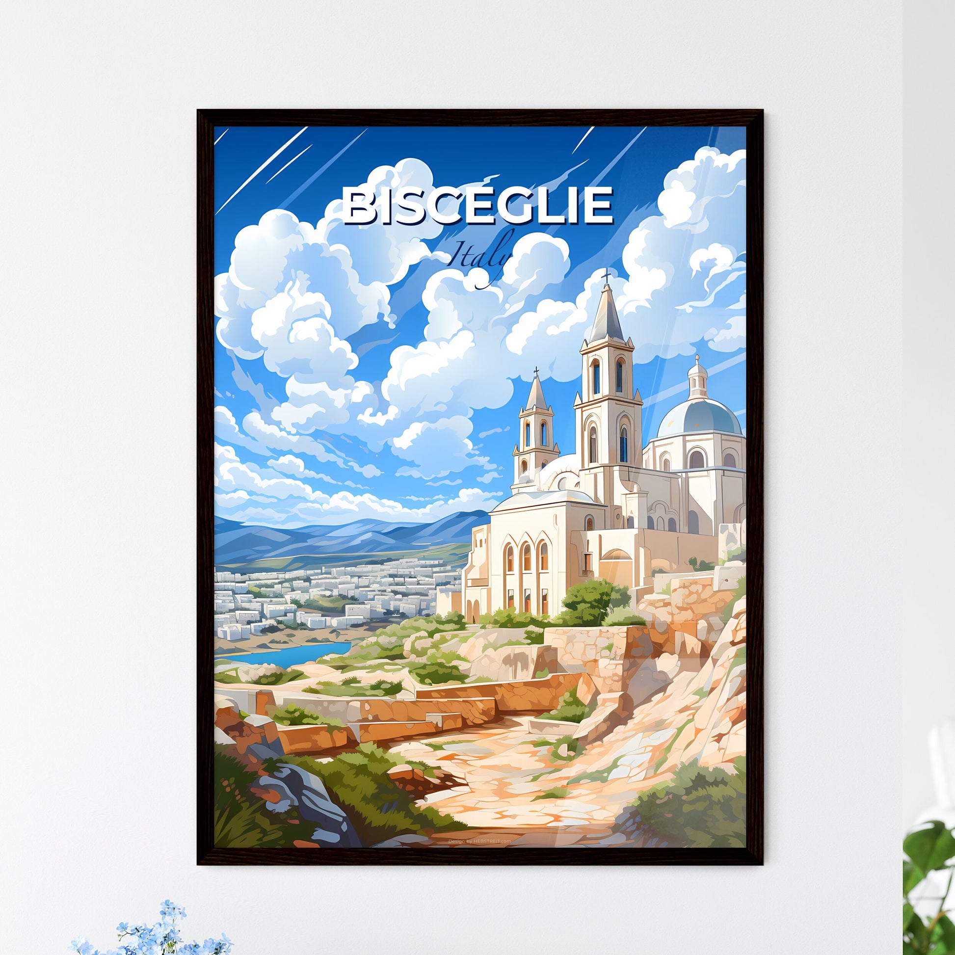 Bisceglie, Italy, A Poster of a building with towers and a city in the background Default Title