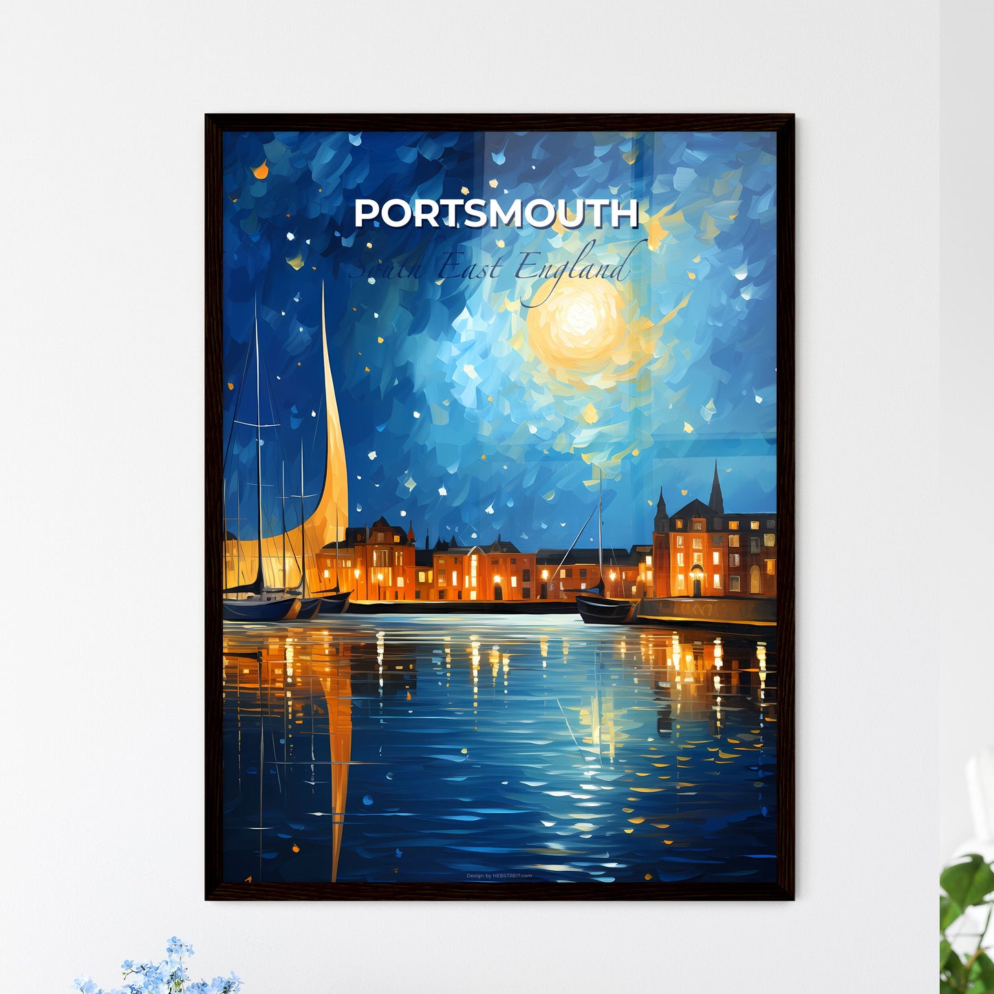 Portsmouth, South East England, A Poster of a painting of a city at night Default Title