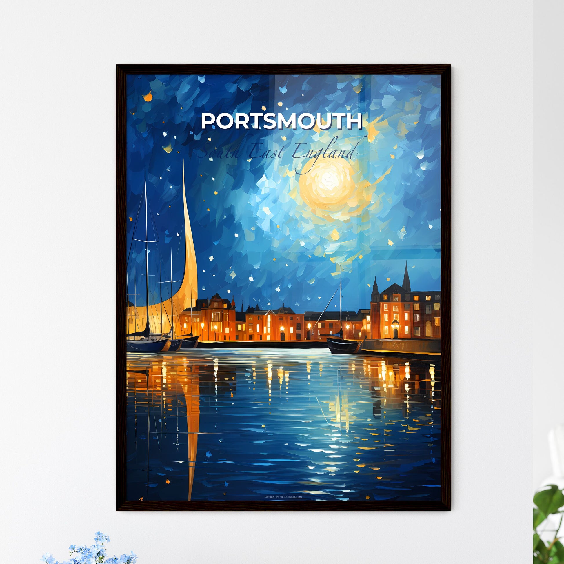 Portsmouth, South East England, A Poster of a painting of a city at night Default Title