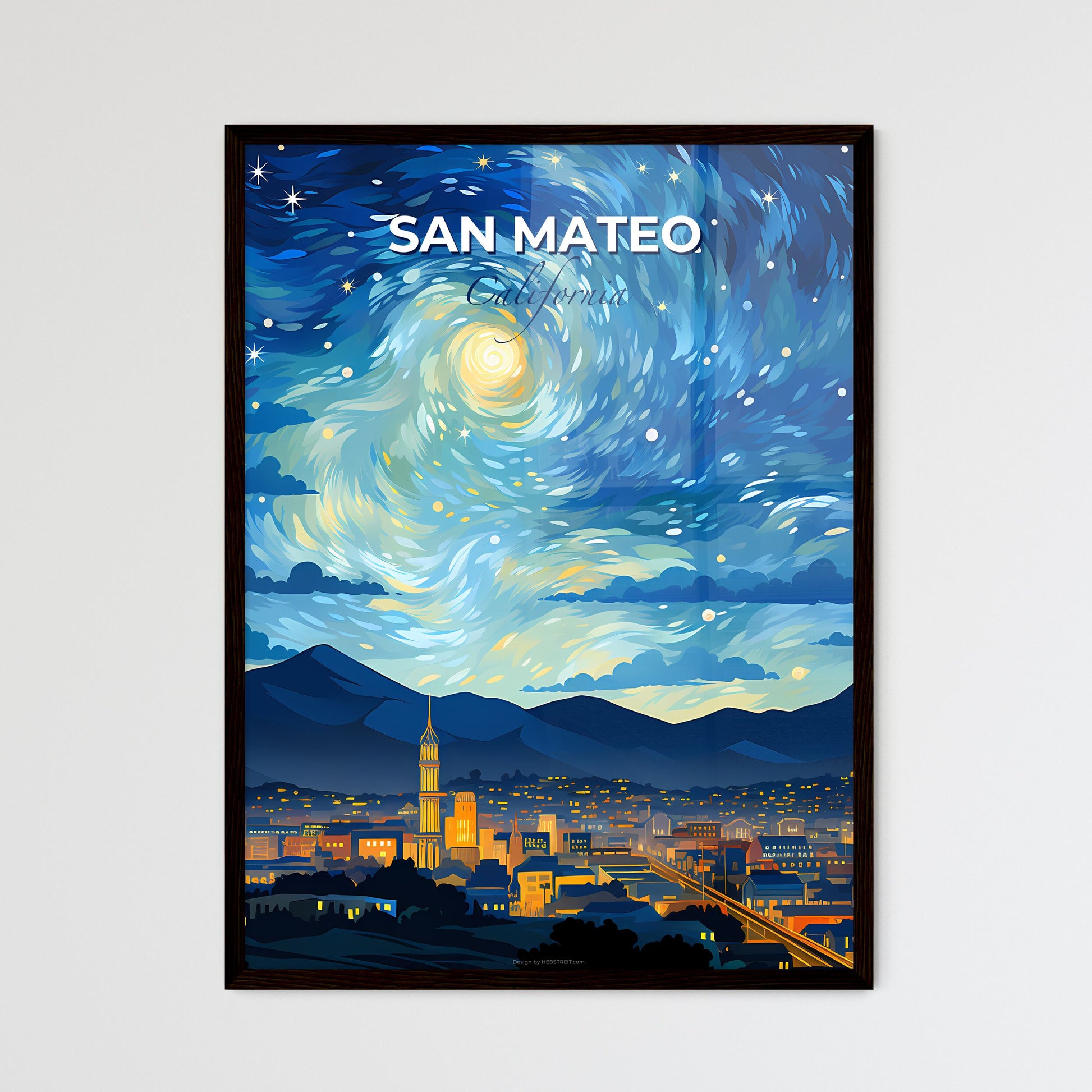 San Mateo, California, A Poster of a night sky over a city Default Title