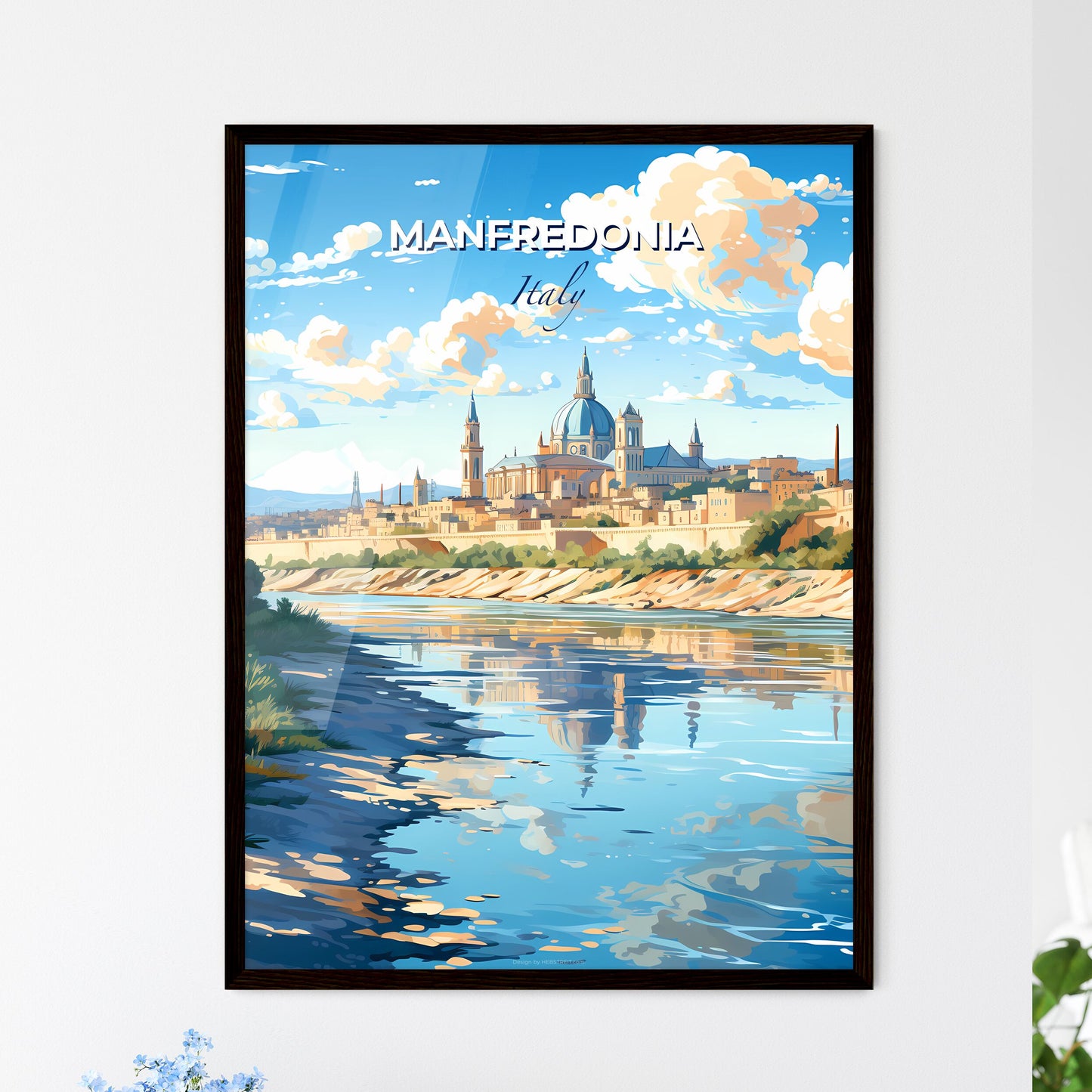 Manfredonia, Italy, A Poster of a river with a city in the background Default Title