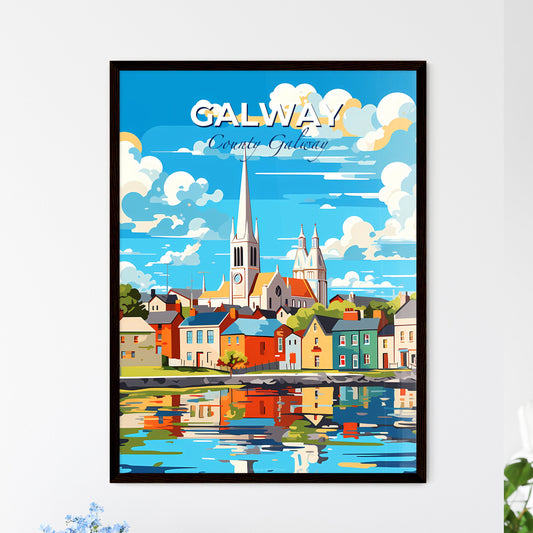Galway, County Galway, A Poster of a colorful city with a church and a lake Default Title