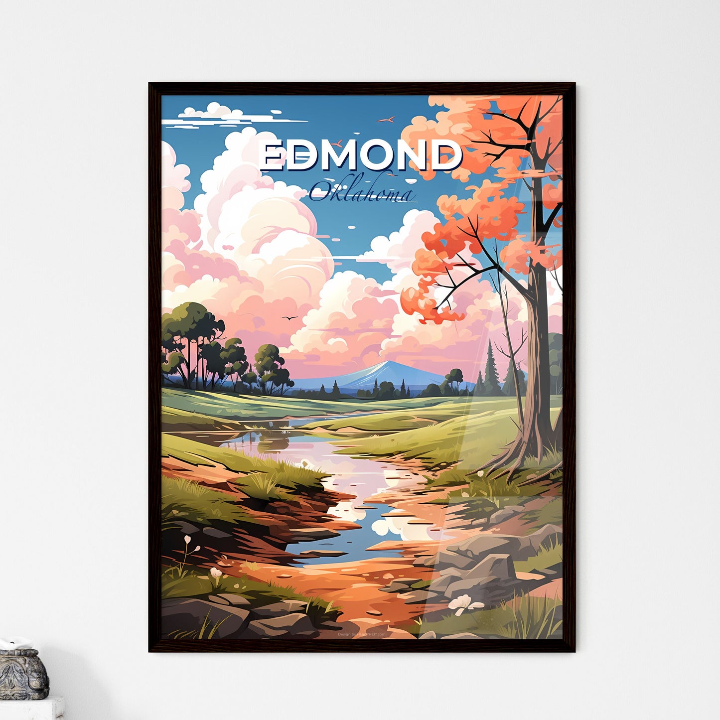 Edmond, Oklahoma, A Poster of a stream running through a grassy field Default Title