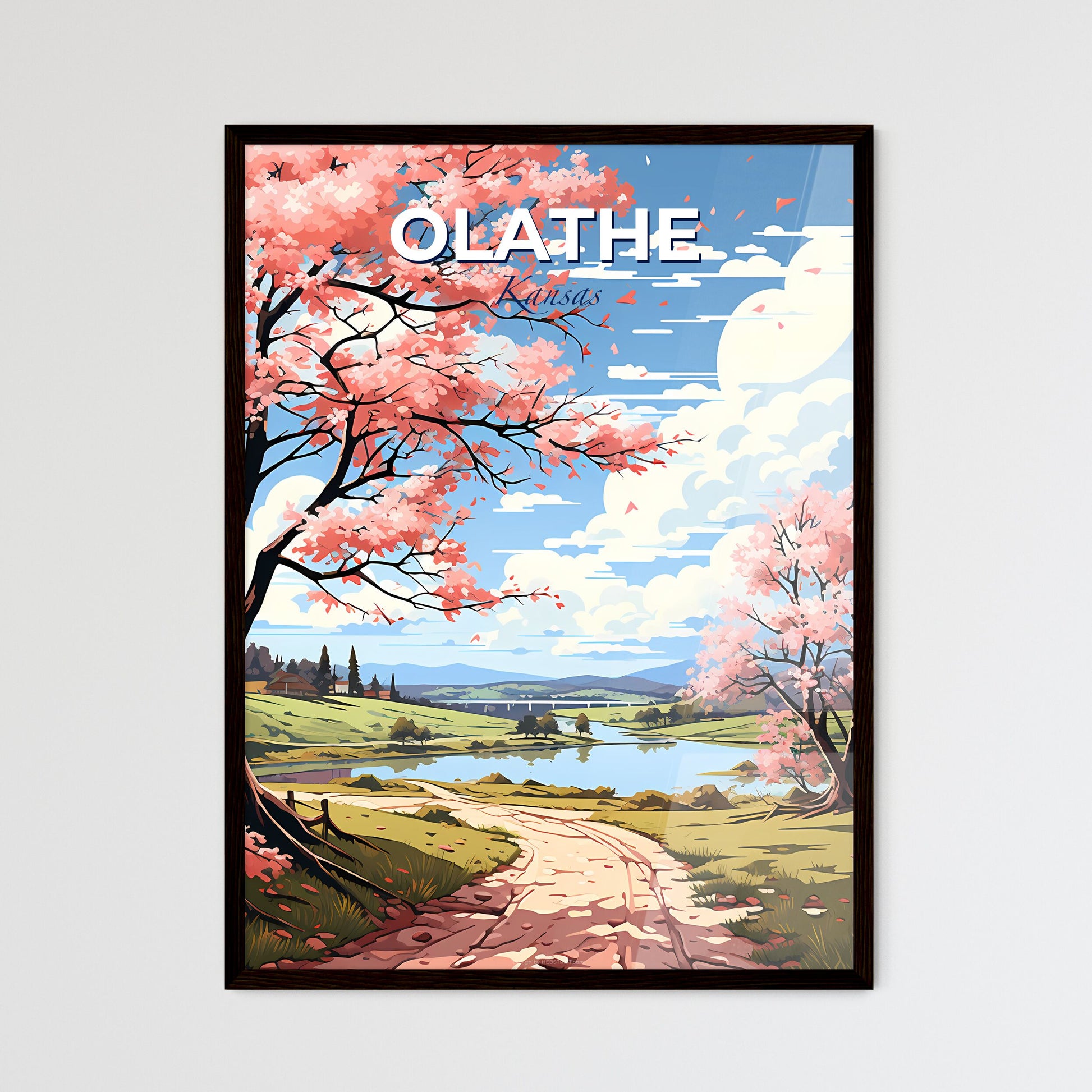 Olathe, Kansas, A Poster of a landscape with a path and trees and a river Default Title