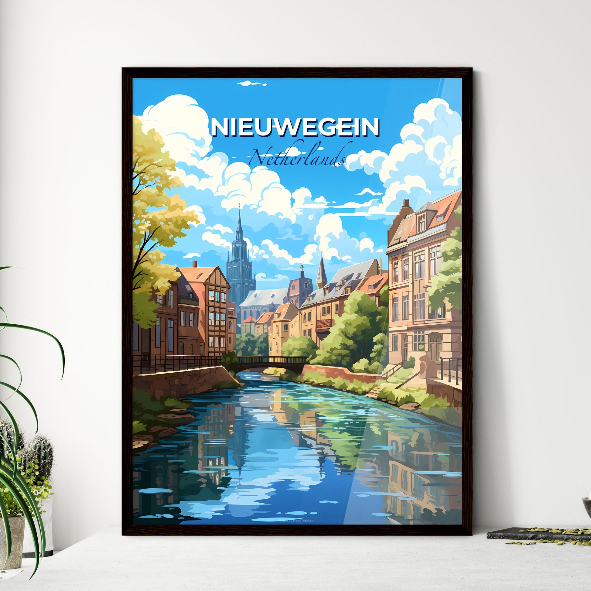 Nieuwegein, Netherlands, A Poster of a river with a bridge over a city Default Title